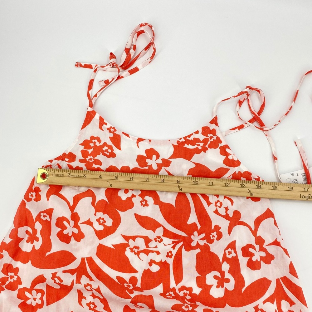 Billabong Womens Medium Orange White Floral Tropical Tie Strap Sun Dress NEW - Picture 8 of 9